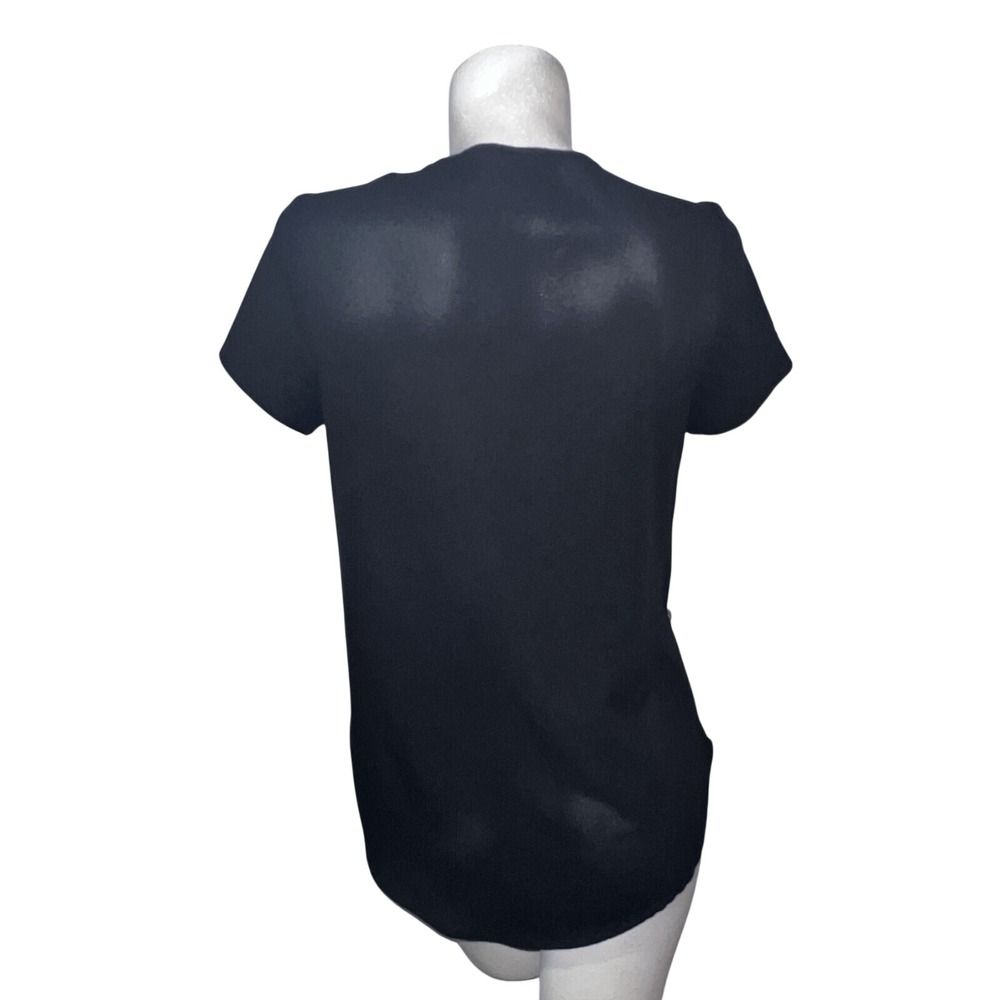 Paper Crane Womens Size M Black Scoop Neck Short Sleeve Top Side Zippers Medium - Picture 5 of 6